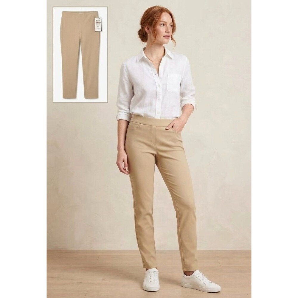 NWT Charter Club Chelsea Skinny Ankle 12 Women's Pants Flat Front Khaki Slacks